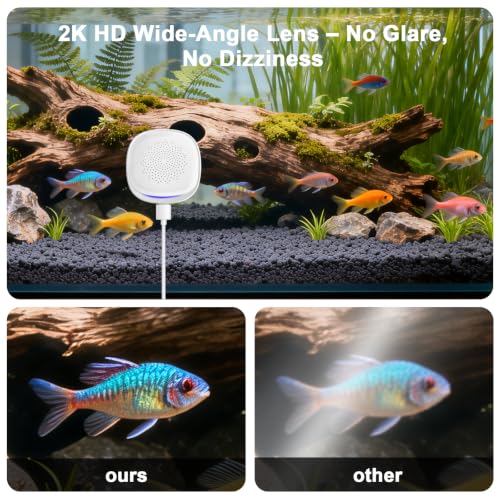 Pet Camera for Aquarium, Reptile & Bird Feeder | 5&2.4GHz WiFi, 24/7 Recording, No Drill, Easy to Install