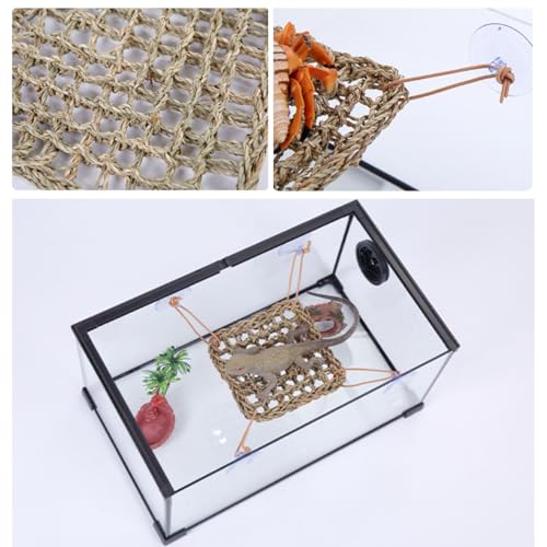 Hermit Crab Climbing Toys,Hermit Crab Accessories for Live Hermit Crab Chameleon Hamster Guinea Pig Seagrass Hammocks and Reptile Ladder Bridge Set with Small Brush