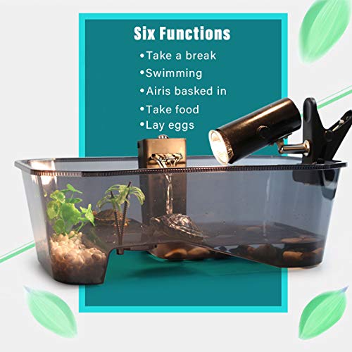 PINVNBY Plastic Turtle Tank Reptile Habitat Pet Terrariums Turtles Tank Aquarium Terrapin Topper Basking with Platform Plants,Durable,Safe, Non-Toxic(Black) - color: Black, size: 【1 PCS】