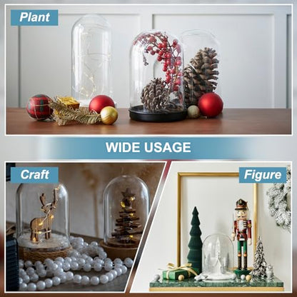 uxcell Glass Cloche Display Dome, 5.9" x 3.5" Glass Dome Display Case, Wood - size: 5.9" x 3.5"