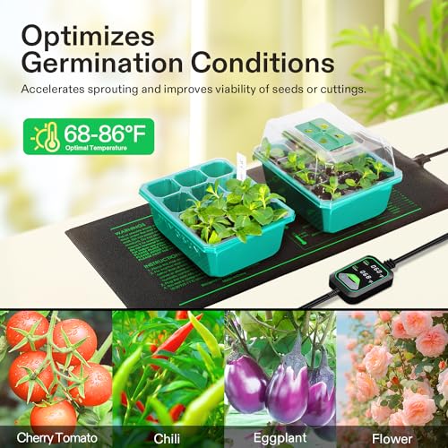 VIVOSUN 48"x20.75" Seedling Heat Mat with Built-in Temperature Controller | UL & MET-Certified Waterproof Plant Heating Pad for Germination, Hydroponics, Brewing, Breeding, and Greenhouses - size: 48"x20.75"