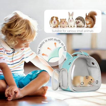 Guinea Pig Backpack, Space Capsule Bubble Window Small Animal Backpack for Guinea Pig, Bird Bunny Rat - color: Green