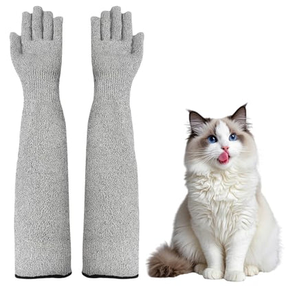 Cat Gloves Bite Proof, Grooming Gloves for Cats with Aramid Fiber Protection, 16 Inch Arm Coverage for Handling and Veterinary Use, Flexible Finger Design for Precise Control