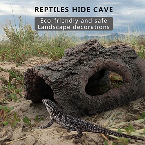 GOWENIC Simulation Resin Tree Bark Hide Cave for Reptile Amphibian, Natural Moss Reptile Hide Cave, Landscape Decor for Scorpion Lizard, Small Animal Terrarium
