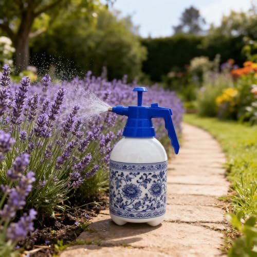 2L Handheld Garden Pump Sprayer 0.5 Gallon Water Mist Spray Bottle for Plants with Adjustable Brass Nozzle Orange (2L Blue) - color: 2L Blue