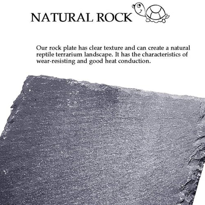 kathson Reptile Basking Platform (7.9 x 11.8 inches), Natural Rock Plate Turtle Food Bowl Feeding Dish Resting Terrace Habitat Decor for Tortoise Turtle Lizard Bearded Dragon Crested Gecko Snake - size: 7.9x11.8inch,1PCS