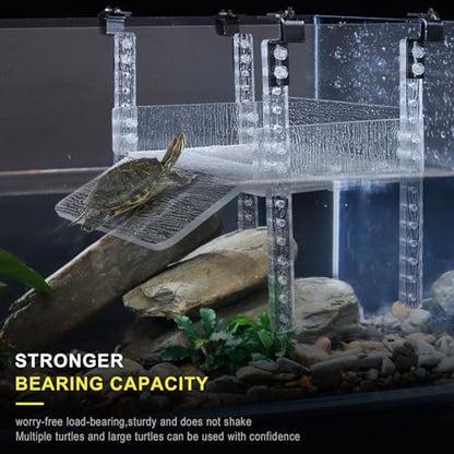 Adjustable Turtle Basking Platform, 16-19 Inch Wide, Slip-Resistant Ramp, Acrylic, Transparent, Ideal for Turtle Tank Accessories - size: L