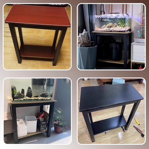 Walnut Fish Tank Stand - Non-Slip Multi-Tier Terrarium Holder with Large Storage Shelves for 2 Insect Tanks - Steel Breeding Rack for Bedroom Corner (90x45 cm),Walnut,90x45 cm (35 3/8 x 17 3