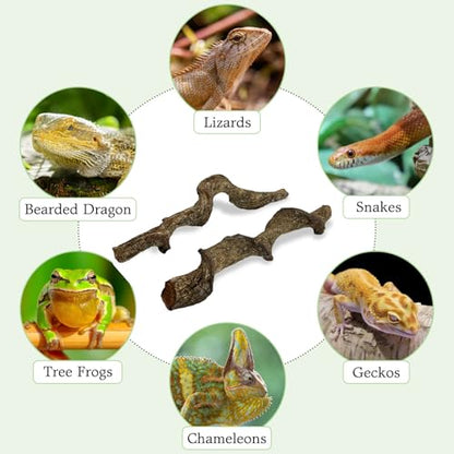 Reptile Climbing Decor 2 Pack Thick Wood Branches Snake Habitat Decorations Terrarium Wooden Tree Trunk Ornament for Bearded Dragon Lizard Snake Geckos Chameleon Frog - size: 14-16 inches