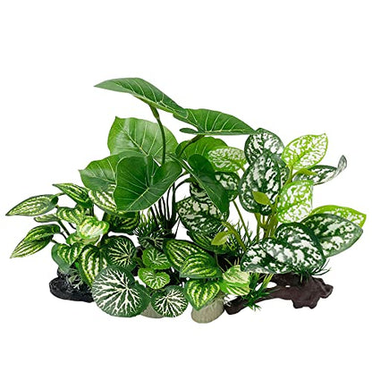 Fish Tank Decorations Aquarium Decoration Ornaments Accessories Betta Fish Hides Cave Rest Soft Leaf (Mix-Leaf-Set-C)