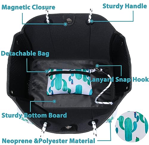 Hibala Neoprene Multipurpose Beach Bag,Gym/Travel/Pool Bag,Tote For Women&Men - color: Cactus