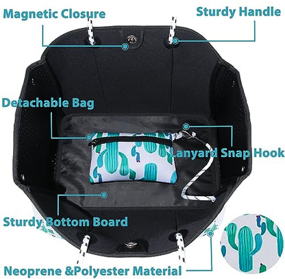 Hibala Neoprene Multipurpose Beach Bag,Gym/Travel/Pool Bag,Tote For Women&Men - color: Cactus