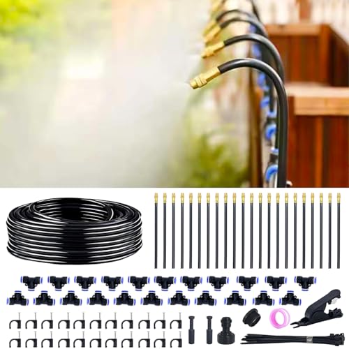 Thiswing 360° Adjustable Drip Irrigation System with 22 Nozzles | 66 FT Automatic Watering System, Raised Bed Sprinkler, Misters for Garden, Yard, Lawn and Outdoor Plants, 5/16" Tubing - size: 66FT