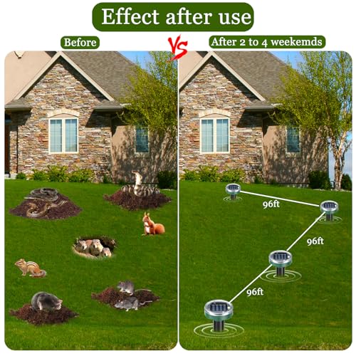 Mole Repellent Solar Powered, Snake Repellent for Yard, Solar Powered Ultrasonic Rabbit,Vole,Gopher,Squirrel,Chipmunk,Skunk,Repellent Outdoor Lawn Garden & Yard (10)