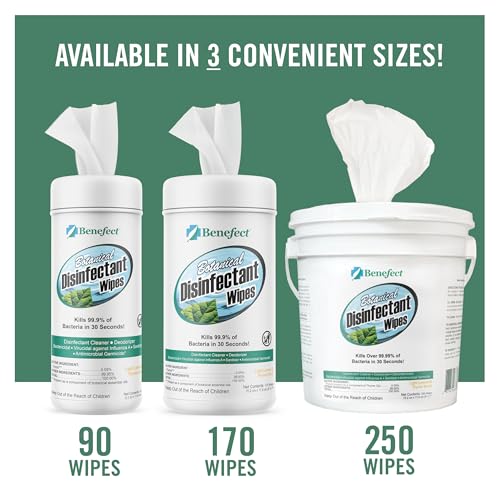 Benefect Botanical Disinfecting Wipes - (170 Wipe Count) Natural, No Residue - Antibacterial Disinfectant, Multi-Surface Cleaning and Sanitizing Wipes - size: 170 Count (Pack of 1)