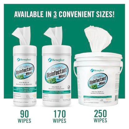 Benefect Botanical Disinfecting Wipes - (170 Wipe Count) Natural, No Residue - Antibacterial Disinfectant, Multi-Surface Cleaning and Sanitizing Wipes - size: 170 Count (Pack of 1)