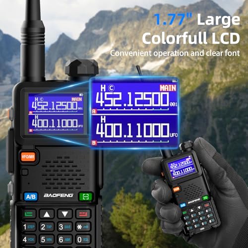 Baofeng Radio UV-5RM Ham Radio Handheld UV5R Long Range Walkie Talkies | NOAA Weather | Rechargeable |Programming Cable & Earpiece | 999 Channels for Emergency,Survival,Hunting, Camping(2 Pack) - color: Black