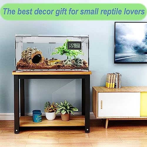 Reptile Terrariums, with Temperature Hygrometer, 11.8"x7.9"x5.9" Acrylic Reptile Breeding Box Terrarium Cage Tank for Small Reptile Insect Home Office - size: Terrestrial S (No Tray)