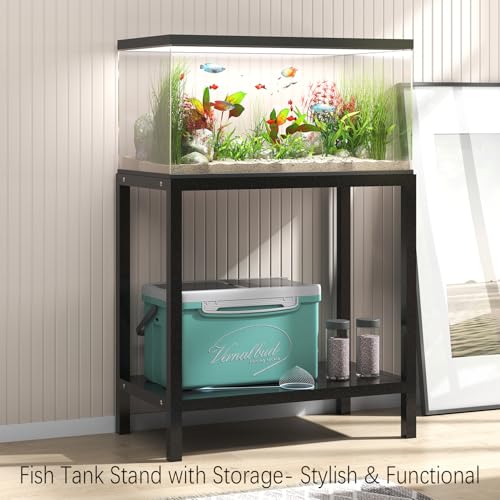 Heavy Duty Metal Aquarium Stand for 20 Gallon Fish Tank, Adjustable Fish Tank Stand with Storage, 400LBS Load Capacity Reptile Tank Stand for Home, Black
