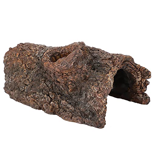 GOWENIC Simulation Resin Tree Bark Hide Cave for Reptile Amphibian, Natural Moss Reptile Hide Cave, Landscape Decor for Scorpion Lizard, Small Animal Terrarium