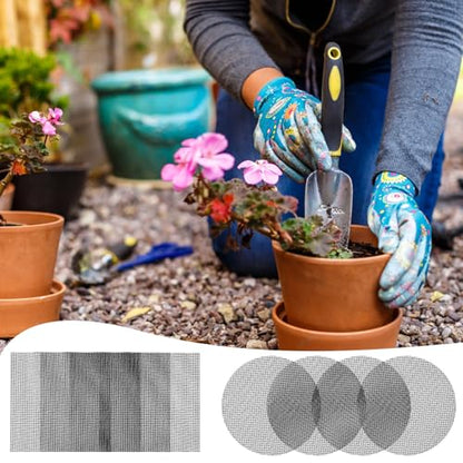 100 Flower Pot Hole Mesh Pads, 2" Rounds Drainage Hole, Plant Drainage Screens Gasket Keep Soil from Flowing Away, Bonsai Bottom Grid Mat