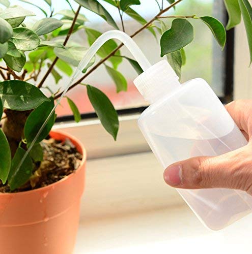 Mkono 2 Pack Squeeze Succulent Watering Bottle, 250ML & 500ML Waterer Can | Small White Can,Bend Mouth Precise Pouring, for Seedlings & African Violets,Safety Plastic, Indoor House Plant Flower Use