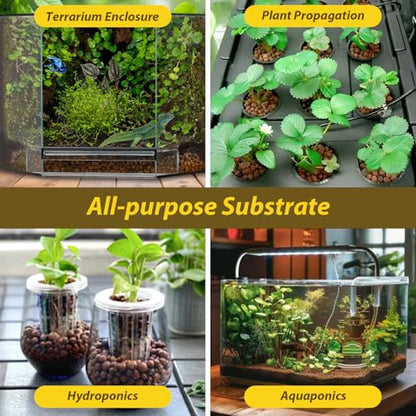 10 LB Organic Expanded Clay Balls Terrarium Substrate for Reptiles | Drainage & Humidity Control, Reusable Leca Balls for Bioactive Setups, Reptile Enclosures, Hydroponics, Aquaponics & Plants - color: 10LBS