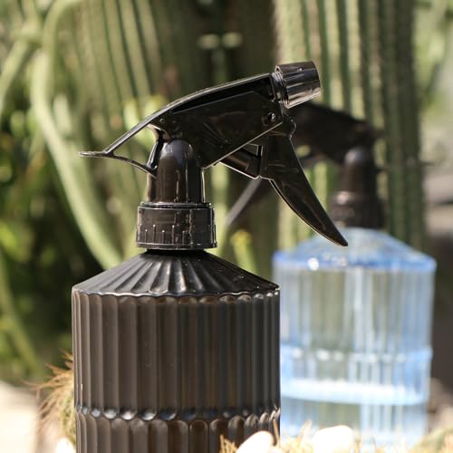 Glass Spray Bottle, Pressure Watering Can, Indoor Plant Mister, Adjustable Nozzle Watering Glass 0.45L/15.22oz Spray Bottle for Garden Plants Cleaning Solutions (Black) - color: Black