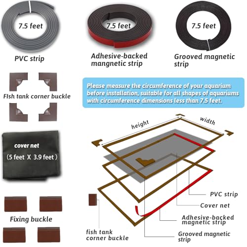 7.5 Feet DIY Magnetic Fish Aquarium Anti-Jumping net Cover | Mesh Screen Netting for Fish Aquarium Screen Top Cover, Reptiles from Jumping Out