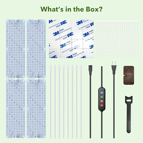 SDOVUERC Full Spectrum 768 LEDs Grow Lights, Plant Grow Lights for Indoor Plants with Daisy Chain Function, Sunlike Spectrum,4/8/12/16/20H Timer for Seed Starting(Pack4) - color: Panel Grow Light(4Pack)