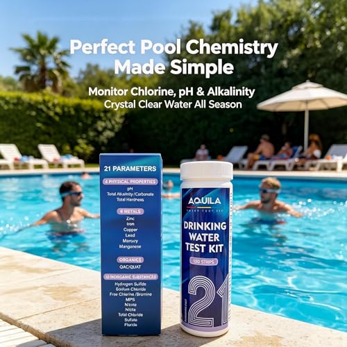 Drinking Water Test Kit 21 in 1, 150CT Water Testing Strips for Home Tap | Well Pool Fish Tank City Water Tester for Hardness, pH, Iron, Copper, Chlorine, Nitrite, Lead, Alkalinity, Flouride, & More