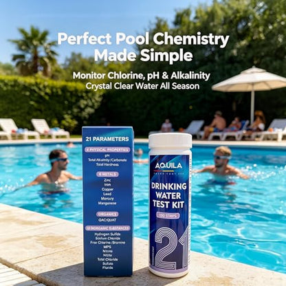 Drinking Water Test Kit 21 in 1, 150CT Water Testing Strips for Home Tap | Well Pool Fish Tank City Water Tester for Hardness, pH, Iron, Copper, Chlorine, Nitrite, Lead, Alkalinity, Flouride, & More
