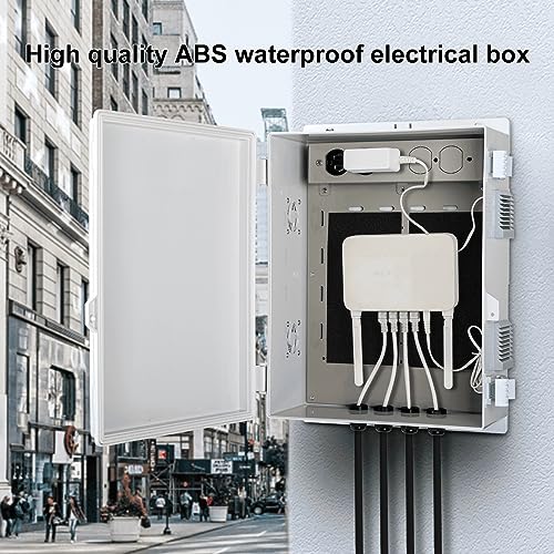 Namunanee Outdoor Electrical Junction Box with High Power Outlet, 16" H* 12" L* 5.9" W, ABS Water Resistant Enclosure with Internal Mounting Panel & Hinged Cover. - size: 16"H x 12"L x 5.9"W & Outlet