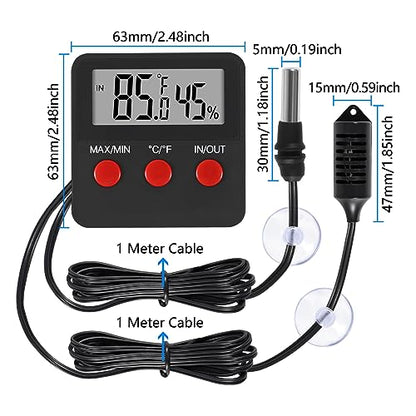 Digital Thermometer and Humidity Thermometers Indoor and Outdoor Digital Temperature and Hygrometer Gauge with Probe for Reptile Terrarium Thermometer Pet Keeping - color: 1PCS