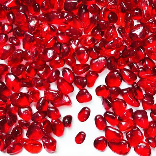 0.88LB Red Fish Tank Gravel Aquarium Glass Stones Sea Glass Pebbles Aquarium Gravel Rocks Fish Tank Rocks, Beads Pebbles Rock Sand Glass Gems Stones for Vase Filler Fish Turtle Tank Decoration - color: Red