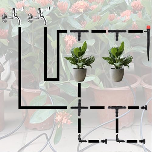 100FT 1/4" Drip Irrigation System Kit, Automatic Watering System, DIY Automatic Irrigation Equipment Set for Greenhouse, Garden, Yard, Lawn - size: 371PCS- 100FT Irrigation Kit