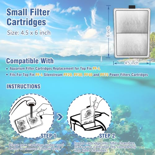 12-Pack PF-L Filter Cartridge Replacement for Top Fin Silenstream PF20, PF30, PF40 and PF75 Power Filters
