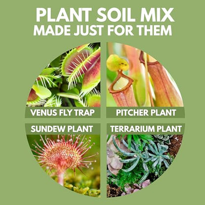 Organic Earth Carnivorous Plant Soil Mix - Large Size - Plant Food Peat Moss & Perlite for Carnivorous Plants - Terrarium Soil, Pitcher Plant Soil, Venus Fly Trap Soil