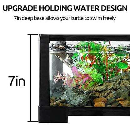 REPTIZOO 67 Gallon Large Turtle Tank Aquarium, 48"×18"×18" Tortoise Habitat Water-Land Ecological Turtle Tank with Drainage System Aquatic Aquarium - size: 48"×18"×18"