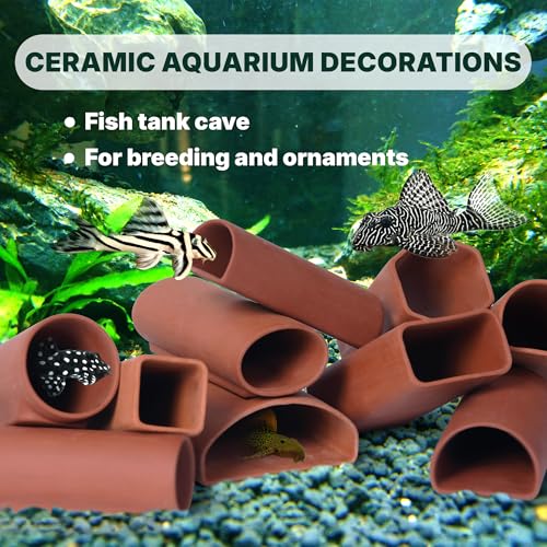 2 pc Oval-Shaped Fish cave,Hide Away Caves for Plecos, (Dark Red-Size M)
