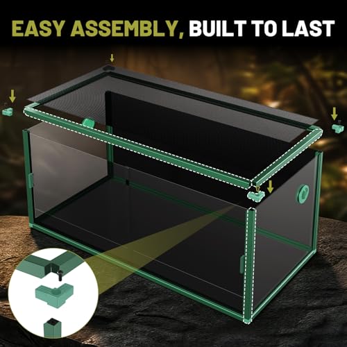 120 Gallon Reptile Tank, 4x2x2 Reptile Enclosure for Bearded Dragon, Snake, Ball Python & Chameleon, Aluminum Alloy Reptile Terrariums Cage with Front Sliding Tempered Glass Doors (Green) - color: Green