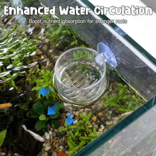 Gjinxi Aquarium Plant Holder 2 Pcs, Fish Tank Plant Pot Aquatic Plant Cup | Clear, Acrylic, Red Worm Fish Shrimp Feeder, Aquarium Planter Cup, with Suction Cup, for Home Fish Tank, Aquascape Decor