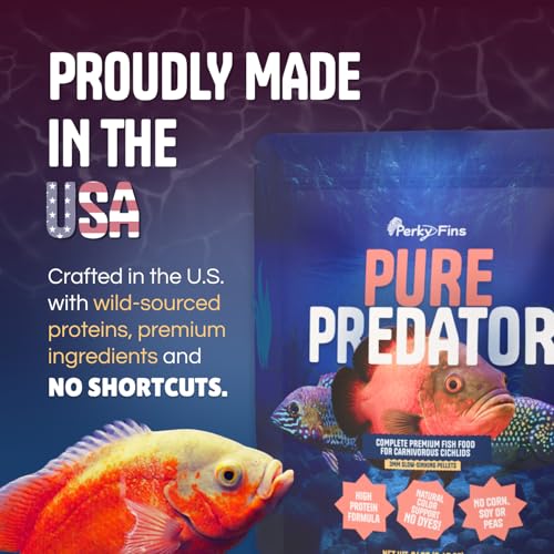 Pure Predator Cichlid Pellets | High Protein Cichlid Fish Food | Sinking Fish Food Pellets for Freshwater & Tropical Fish | Oscar & Large Cichlid Food | Aquarium Fish Food 3.5oz