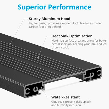 NICREW C10 24/7 LED Aquarium Light for Plants, 48-60 Inches, Full Spectrum Fish Tank Light with Timer, Brightness Adjustable - size: 48 - 60 in