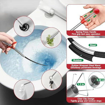 Upgraded Drain Snake, 61 inch plumbing snake，Sink Snake Drain Clog Remover for Sewer Kitchen Bathroom - style: 61IN