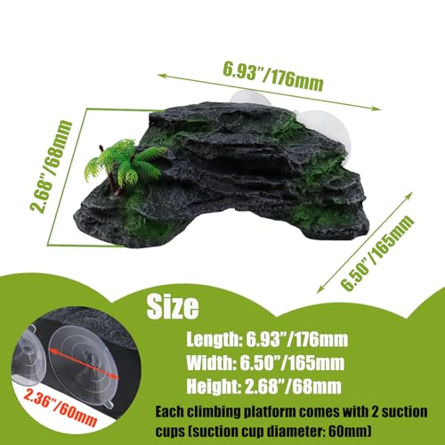 Turtle Basking Platform, Water Tank Aquarium Tortoise Climbing Platform with 2 Suction Cups, Artificial Step Turtle Platform for Snakes Horned Frog(Black Staircase Style) - color: Black