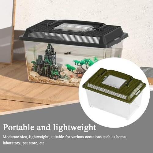 Reptile Terrarium, Reptile Feeding Box Snake Breeding Tank, Terrarium Hatching Carrier, Portable Habitat Feeding Box with Handle, for Pet Gecko Frog Snail Spide Lizard Scorpion Mantis Geckos