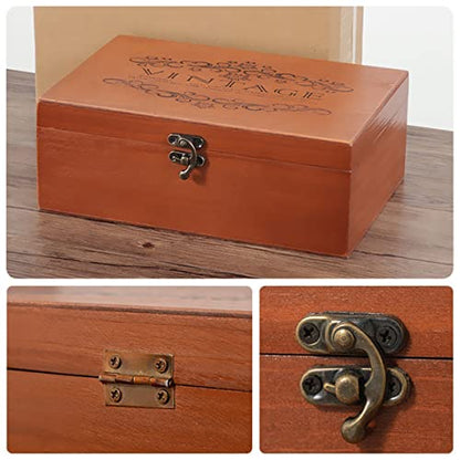 EAEDMY 36 Sets Retro Jewelry Box Hinges and Latches Hardware, Small Bronze Brass Latch Hinges for Wooden Jewelry Box and Decorative Cabinet, with Matching Screws Kit(Catch*12 + Hinges*24) (36)