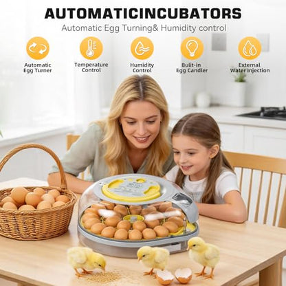 IBKINXX 26 Egg Incubator for Hatching Eggs - Smart Voice Guidance | 360° View with Automatic Temp & Humidity Control, Auto Egg Turning & Built-in Egg Candler for Chicken, Duck, & Quail