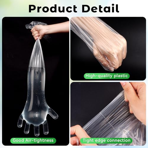 50 Pcs Plastic Long Arm Gloves, 35.4 in Veterinary Insemination Glove | Long Shoulder Length Disposable Gloves for Field Dressing Gutting